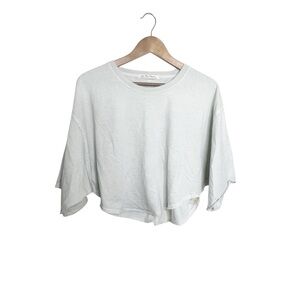 We The Free Light Pale Green Oversized Crop Top XS Distressed Crew Neck Boxy